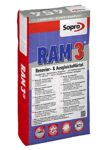 RAM 3 Renovier- & AusgleichsMörtel - 25kg Sack